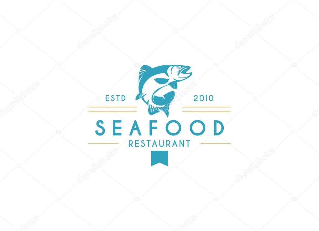 Fish seafood restaurant logo design. Fresh fish logo design