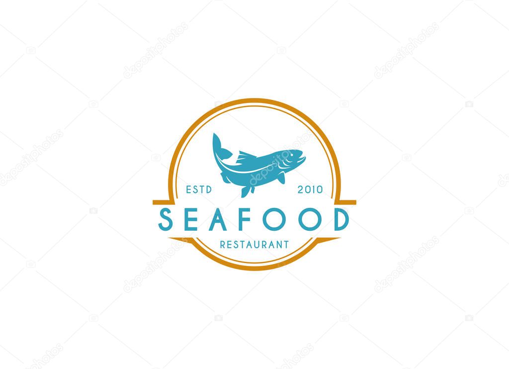 Fish seafood restaurant logo design. Fresh fish logo design