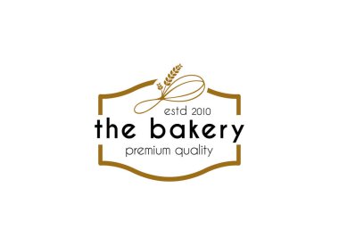 Fırın ve kek kafe logosu tasarımı çizimi. Pasta Pastası Basit Ev Yapımı Rozet Şablonu