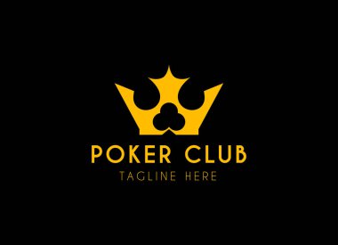 Poker kulübü logosu tasarım vektörü. Poker kulübü logosunun kralı.