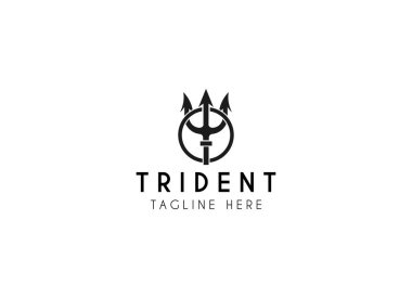 Trident graphic icon. Trident Poseidon sign in the circle isolated on white background. Vector illustration clipart