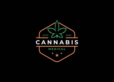 Tıbbi marihuana veya esrar logo vektör illüstrasyonu