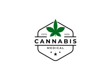 Tıbbi marihuana veya esrar logo vektör illüstrasyonu