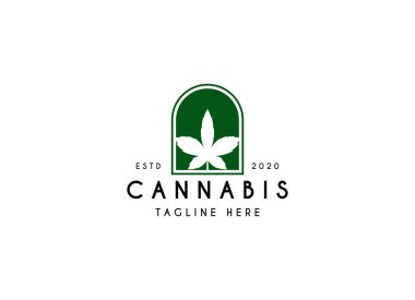 Tıbbi marihuana veya esrar logo vektör illüstrasyonu