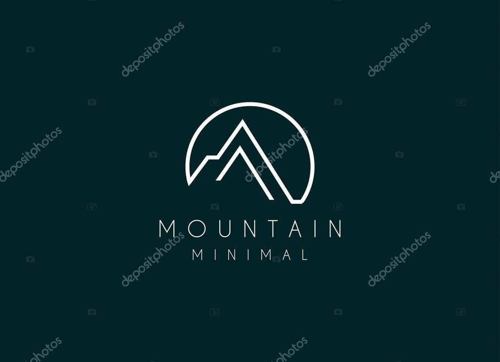 Minimalist mountain logo design. Premium Vector