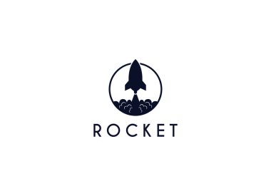 Roket fırlatma vektör simgesi tasarımı. İş için roket logosu vektör şablonu yaratıcı logo başlat