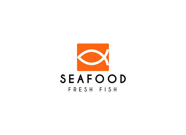 Логотип рыбы Еда Простой и уникальный логотип и икона для морепродуктов ресторанной компании. Шаблон логотипа морепродуктов.