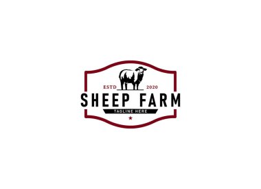 Vintage sheep farm logo design template. Sheep farm logo, goat farm clipart