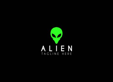  alien head, vector logo icon. Green alien head vector logo design clipart