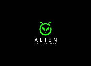  alien head, vector logo icon. Green alien head vector logo design clipart