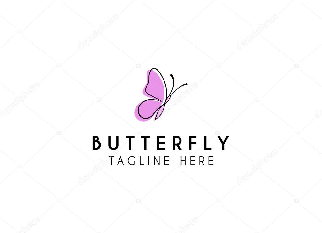 Butterfly logo. Luxury line logotype design. Universal premium butterfly symbol logotype.