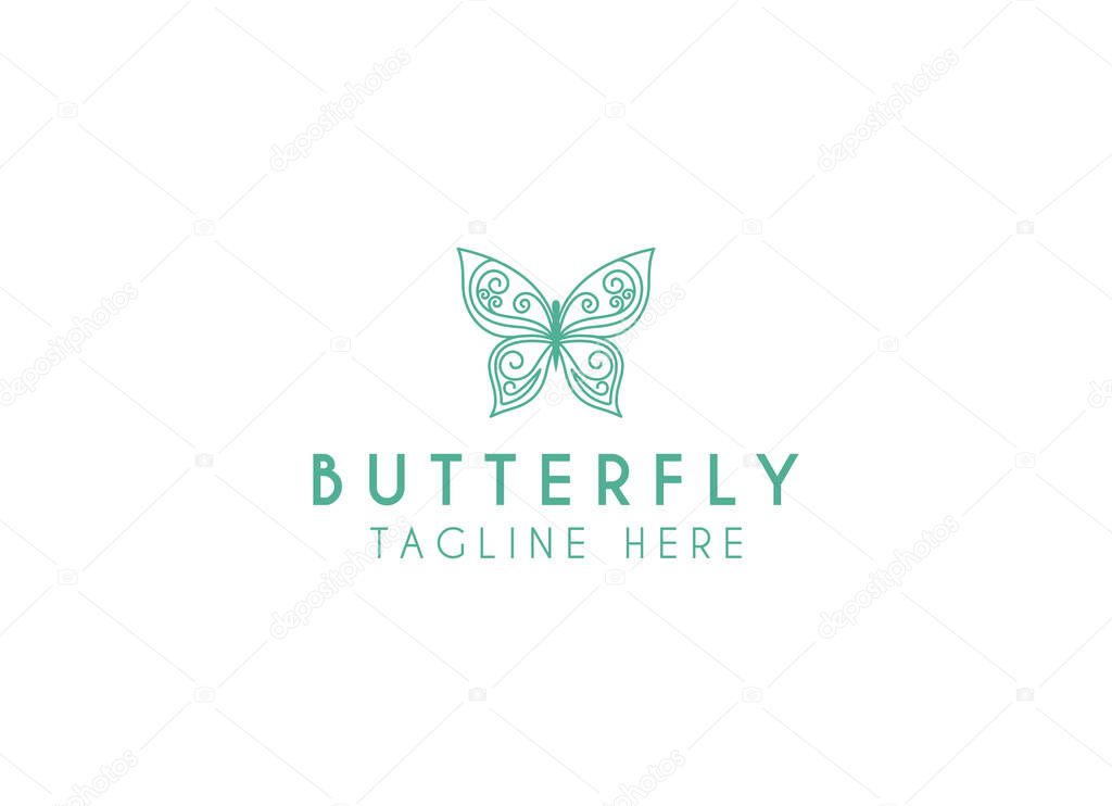Butterfly logo. Luxury line logotype design. Universal premium butterfly symbol logotype.