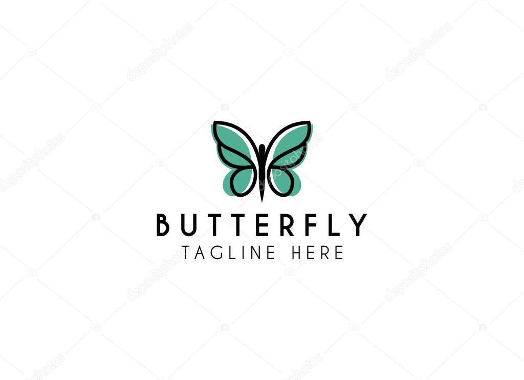 Butterfly logo. Luxury line logotype design. Universal premium butterfly symbol logotype.