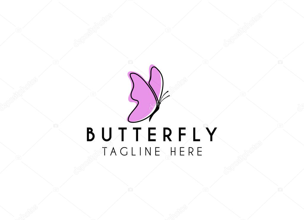 Butterfly logo. Luxury line logotype design. Universal premium butterfly symbol logotype.