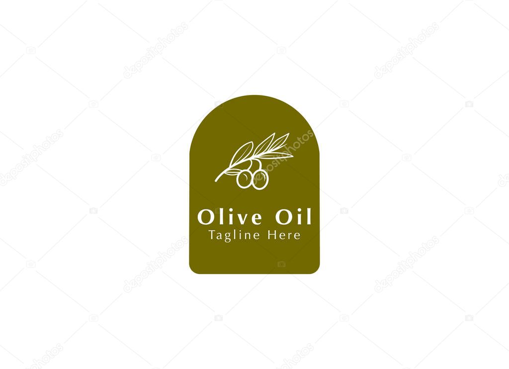 Natural olive oil logo design vector illustration. Premium olive oil logo