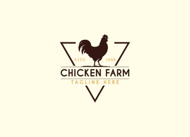 Klasik Tavuk Çiftliği Logosu. Tavuk çiftliği logo vektör çizimi. Tavuk Çiftliği Logosu Tasarımı