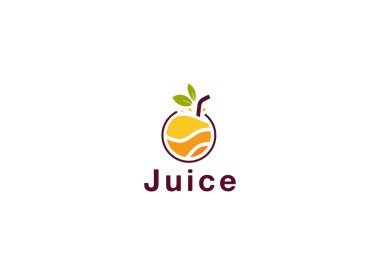 Taze Portakal Suyu logosunu sıvılaştır. Portakal suyu logosu şablonu. Juice İçecek Vektör Tasarımı. Meyve Çizimi