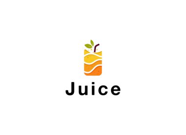 Taze Portakal Suyu logosunu sıvılaştır. Portakal suyu logosu şablonu. Juice İçecek Vektör Tasarımı. Meyve Çizimi