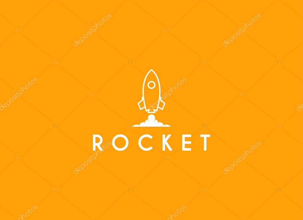 Launching Take Off Rocket Jet Plane Space modern logo word mark logotype design
