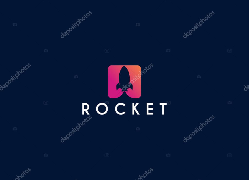 Launching Take Off Rocket Jet Plane Space modern logo word mark logotype design