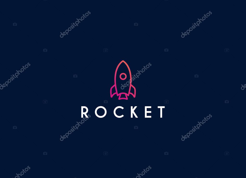 Launching Take Off Rocket Jet Plane Space modern logo word mark logotype design