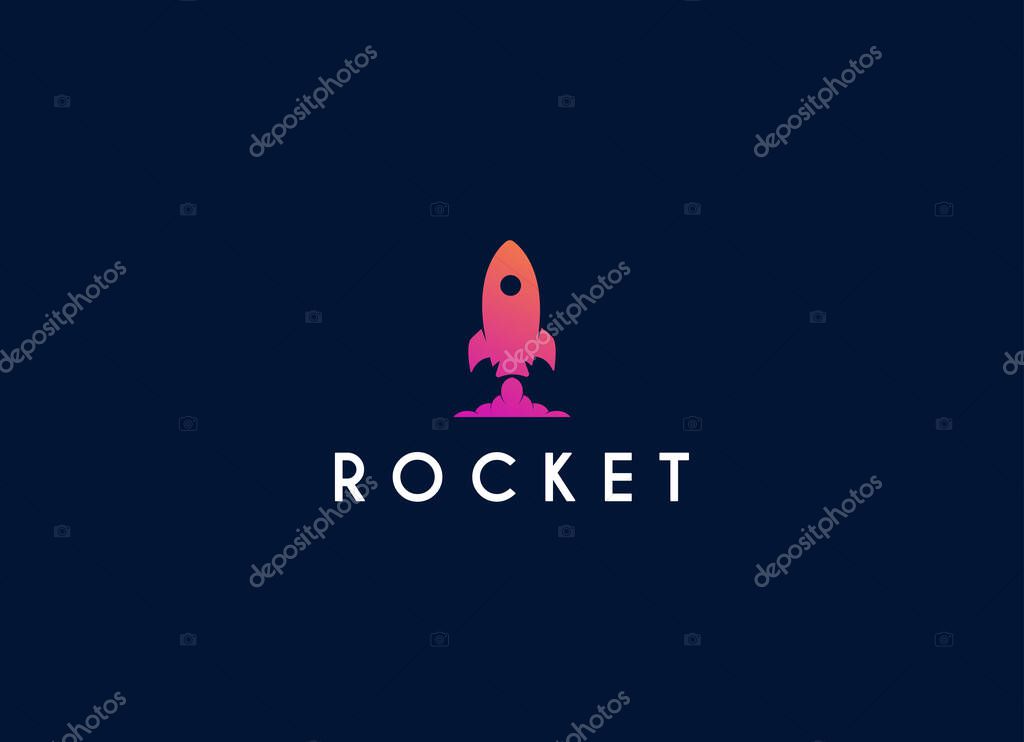 Launching Take Off Rocket Jet Plane Space modern logo word mark logotype design