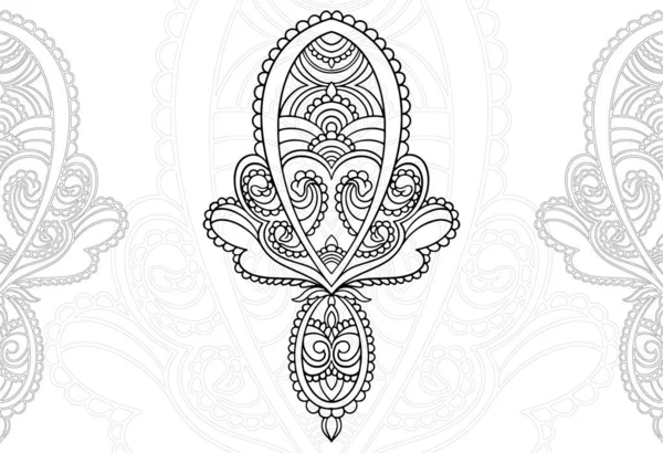 Composición Ornamental Floral Ornamento Elemento Decorativo Lineal Dibujo Mano Alzada — Archivo Imágenes Vectoriales