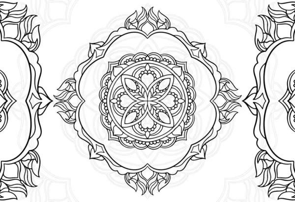 Mandala Floral Ornamental Composition Ornament Decorative Linear Element Freehand Drawing — Stock Vector