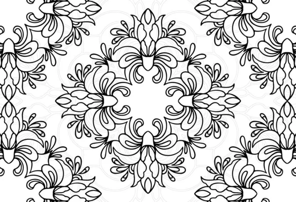 Mandala Floral Ornamental Composición Ornamento Decorativo Elemento Lineal Dibujo Mano — Vector de stock