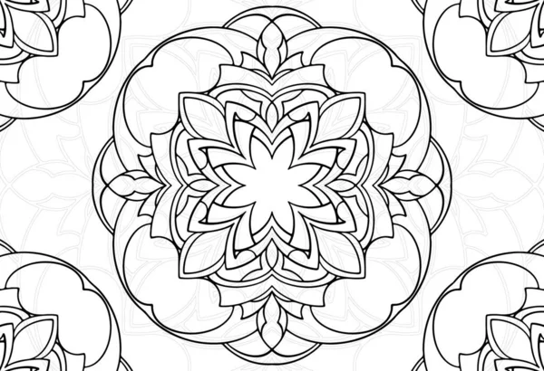 Mandala Composizione Ornamentale Floreale Ornamento Elemento Decorativo Lineare Mano Libera — Vettoriale Stock