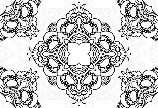 Mandala Dekoratif Unsur Süsleme Süslemeli Doğrusal Freehand Çizim Deseni Geometrik — Stok Vektör