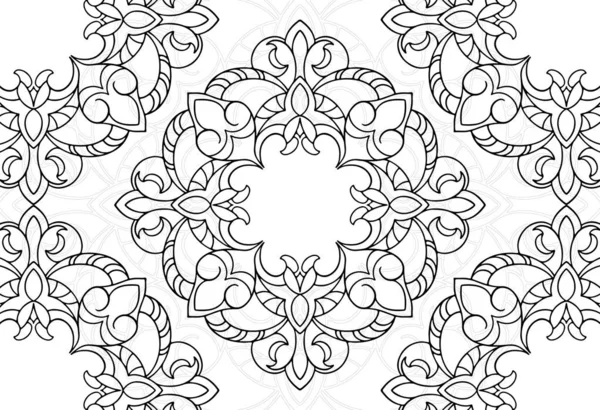Mandala Dekoratif Unsur Süsleme Süslemesel Doğrusal Çizim Yazması Desen Geometrik — Stok Vektör