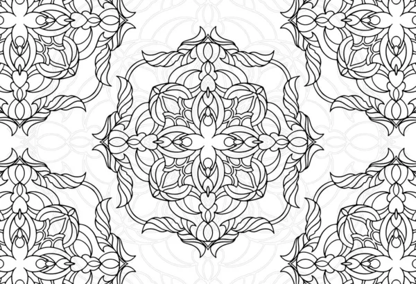 Mandala Elemento Decorativo Composição Ornamental Linha Linear Ornamental Desenho Mão — Vetor de Stock