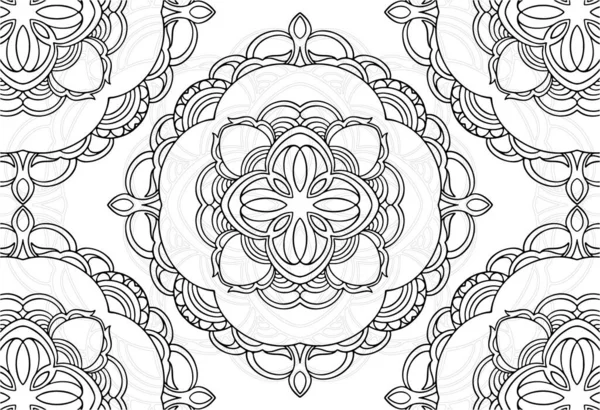 Манадала Декоративный Элемент Эскиз Декор Рисунок Фон Открытка Графика Линия — стоковый вектор