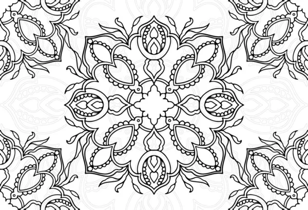 Mandala Dekorasjonselement Ornamentell Utforming Pynt Frihåndstegning Bakgrunn Postkort Grafikk Linje – stockvektor