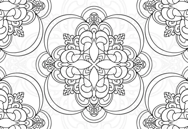曼荼羅装飾要素装飾組成装飾フリーハンド図面パターン印刷デザインライン — ストックベクタ