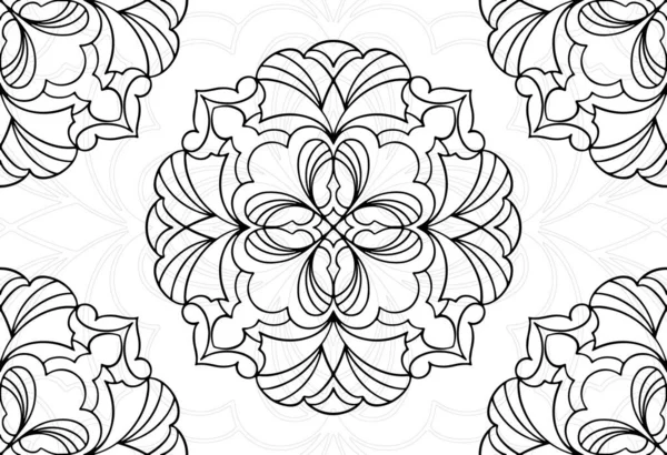 Mandala Dekoratif Element Dekoratif Kompozisyon Süslemesi Freehand Çizim Deseni Çizgi — Stok Vektör