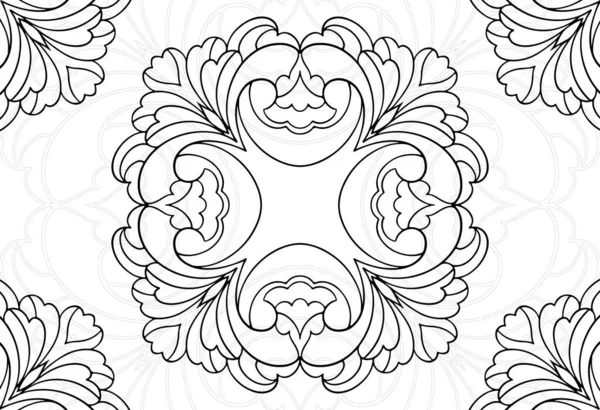 Mandala Dekoratif Element Dekoratif Kompozisyon Süslemesi Freehand Çizim Deseni Çizgi — Stok Vektör