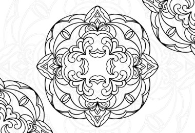 mandala dekoratif unsur dekoratif süsleme serbest yazım desen çizim çizim çizimi kartpostal arkaplan tasarımı ana hatlı dekorasyon