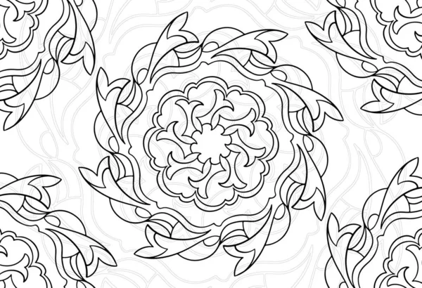 Mandala Dekoratif Unsur Dekoratif Süsleme Serbest Yazım Desen Çizim Çizim — Stok Vektör