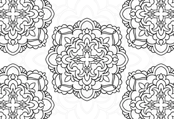 Mandala Elemento Decorativo Composición Ornamental Ornamento Dibujo Mano Alzada Estampado — Archivo Imágenes Vectoriales