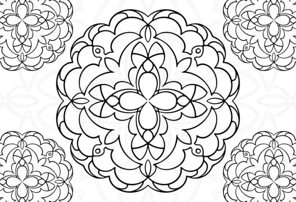 Mandala Elemento Decorativo Composición Ornamental Ornamento Dibujo Mano Alzada Estampado — Vector de stock