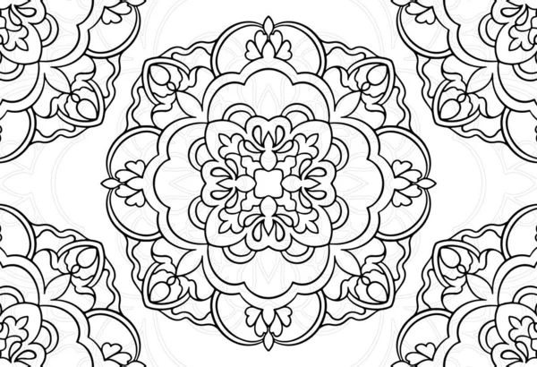 Mandala Elemento Decorativo Ornamento Composizione Ornamento Disegno Mano Libera Linea — Vettoriale Stock