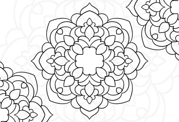Mandala Dekoratif Unsur Dekoratif Süsleme Yazısıyla Desenli Baskı Çizimi Kartpostal — Stok Vektör