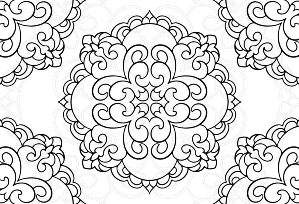 Mandala Dekoratív Elem Dísz Összetétel Dísz Szabadkézi Rajz Minta Nyomtatás — Stock Vector