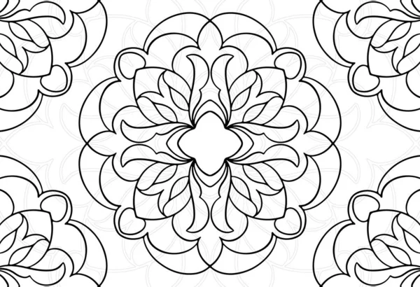 Mandala Dekoratif Unsur Dekoratif Süsleme Yazısıyla Desenli Baskı Çizimi Kartpostal — Stok Vektör