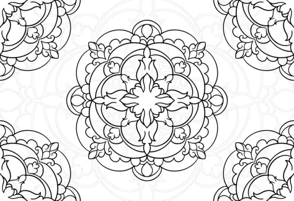 Mandala Elemento Decorativo Ornamento Composizione Ornamento Disegno Mano Libera Linea — Vettoriale Stock