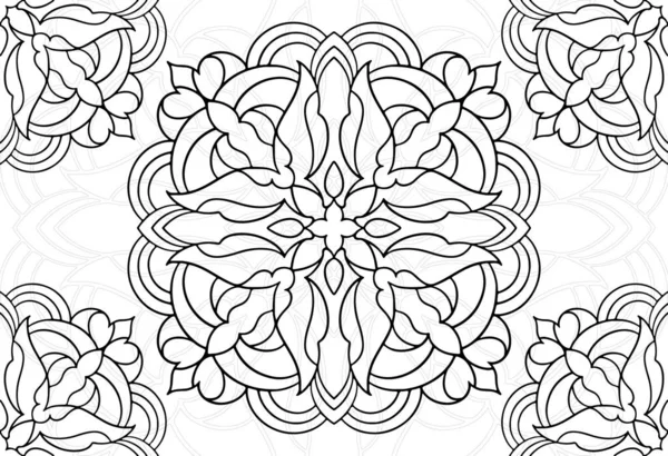 Mandala Elemento Decorativo Composición Ornamental Ornamento Dibujo Mano Alzada Estampado — Vector de stock