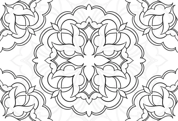 Mandala Dekorativní Prvek Ornamentální Kompozice Ornament Freehand Kreslení Vzor Tisk Stock Ilustrace