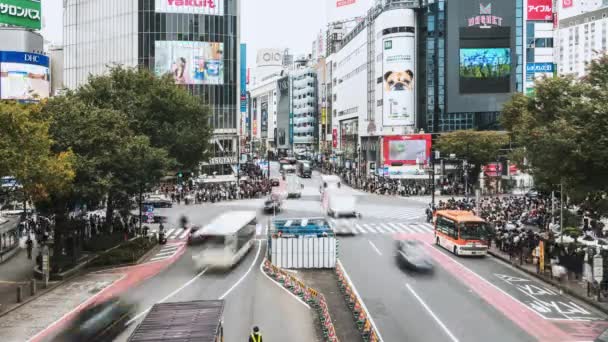 Tokyo Japonya Kasım 2019 Araba Trafiğinin Zaman Aşımı Kalabalık Shibuya — Stok video